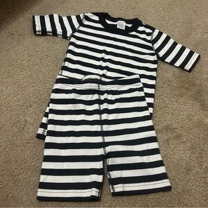 Hanna Andersson black and white striped short sleeve pajama set